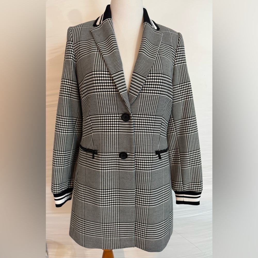 Karl Lagerfeld Black and White Plaid Blazer